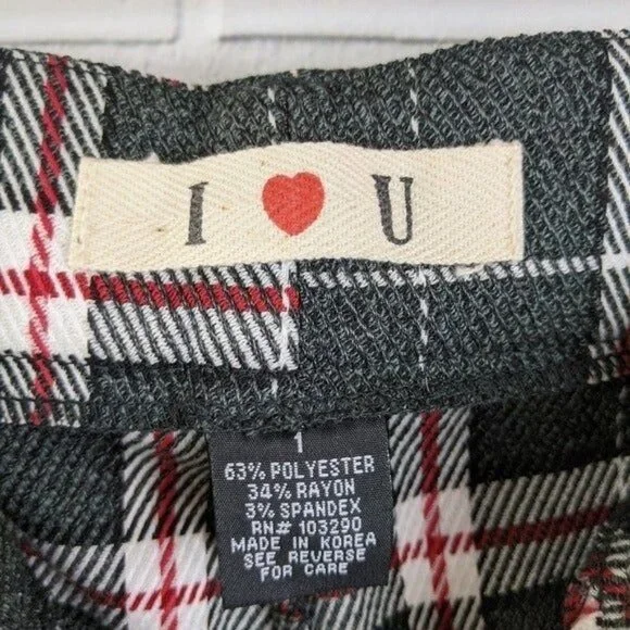 I. ❤️ U. I Heart U Grey Red Cream Plaid Dress Pants Slacks Women's Juniors 1 - Picture 4 of 4